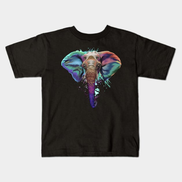 Splash Art Elephant T Shirt | Gifts for Elephant lovers Kids T-Shirt by Madfido